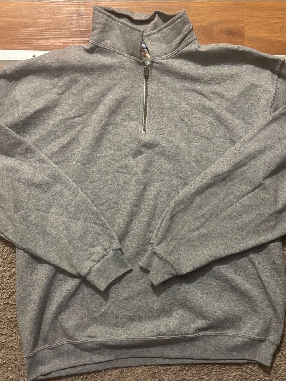 JERZEES Men’s XL Gray Quarter-Zip Sweater - Casual Pullover Like New Condition